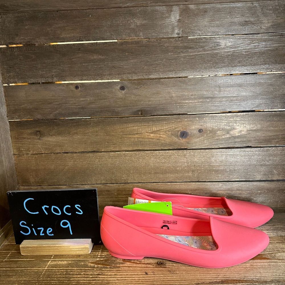 New NWT Womens Crocs Eve Pointy Toe‎ Pink Slip On Ballet Flats Shoes Size 9 M